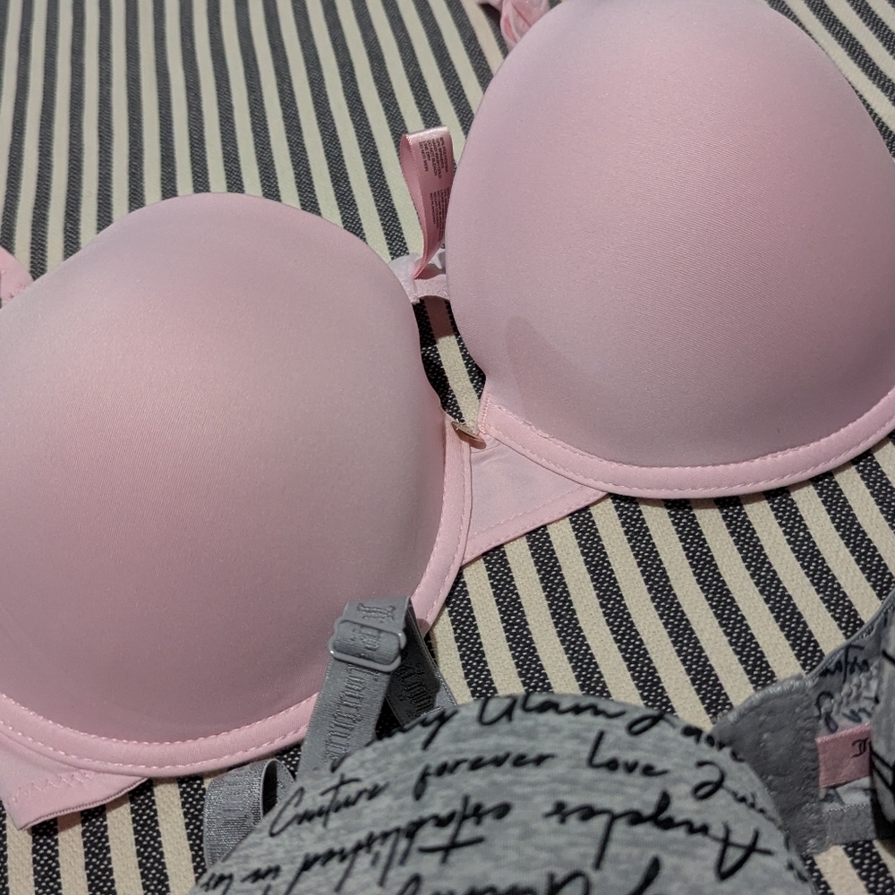 Pink and Gray Juicy Couture Women's Bra Set - Picture 3 of 7